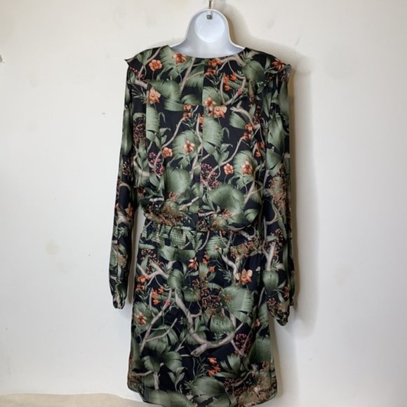 Johanna Ortiz X H&M Collab Tropical Patterned Dress with Flounce Hem Size Medium - Picture 8 of 14